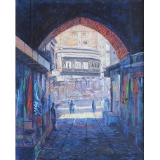 Ghulam Mustafa, Dark Gate Inside Dehli Gate, 24 x 30 Inch, Oil on Canvas, Cityscape Painting, AC-GLM-022