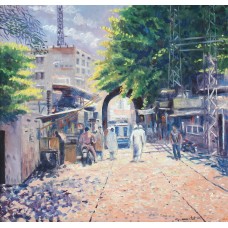Ghulam Mustafa, Mochi Gate, 30 x 30 Inch, Oil on Canvas, Cityscape Painting, AC-GLM-019