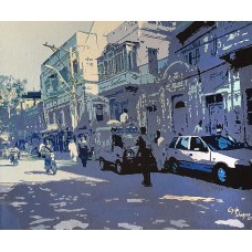Gul-e-Shazma, 24 x 30 Inch, Oil on Canvas, Cityscape Painting, AC GES CEAD 008