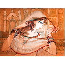 Hajra Mansoor, 15 X 20 Inch, Watercolor on Paper, Figurative Painting, AC-HM-027
