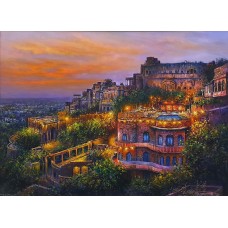 Hanif Shahzad, Neemrara Fort Palace Rajisthan India, 27 x 36 Inch, Oil on Canvas, Cityscape Painting, AC-HNS-046