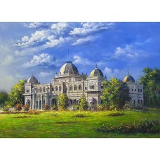 Hanif Shahzad,Sadiq Garh Palace Bahawalpur, 35 x 46 Inch, Oil on Canvas, Cityscape Painting, AC-HNS-048