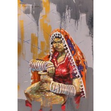 Hussain Chandio, 36 x 24 Inch, Acrylic on Canvas, Figurative Painting-AC-HC-207