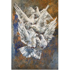 Iqbal Durrani, Ascending in Flight,  24 x 36 Inch, Oil on Canvas, Figurative Painting, AC-IQD-049