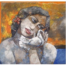Iqbal Durrani, Captive for Love, 26 x 26 Inch, Oil on Canvas, Figurative Painting, AC-IQD-032