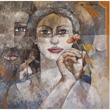 Iqbal Durrani, Love Symbols, 26 x 26 Inch, Oil on Canvas, Figurative Painting, AC-IQD-036