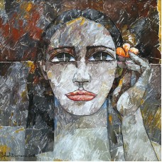 Iqbal Durrani, Seductive Masquerade, 26 x 26 Inch, Oil on Canvas, Figurative Painting, AC-IQD-102