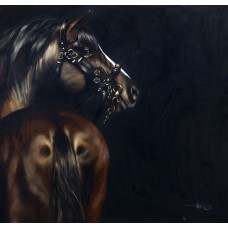 Irfan Ahmed, 36 x 36 Inch, Oil on Canvas, Horse Painting, AC-IRA-026