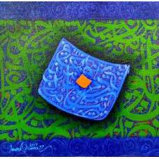 Javed Qamar, 12 x 12 inch, Acrylic on Canvas, Calligraphy Painting, AC-JQ-50