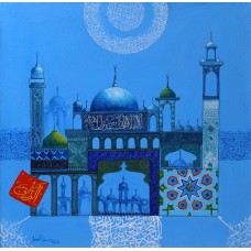 Javed Qamar, 18 x 18 inch, Acrylic on Canvas, Calligraphy Painting, AC-JQ-045