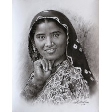 M. Rustam Khan, 14 x 18 Inch, Charcoal On Paper, Figurative Painting, AC-RUK-002