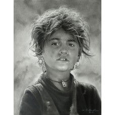 M. Rustam Khan, 14 x 18 Inch, Charcoal On Paper, Figurative Painting, AC-RUK-014