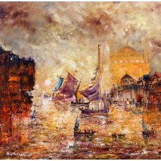 M. A. Bukhari, 36 x 36 Inch, Oil on Canvas, Seascape Painting, AC-MAB-218