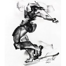 Mansoor Rahi, 14 x 16 Inch, Charcoal on Paper, Figurative Painting, AC-MSR-001