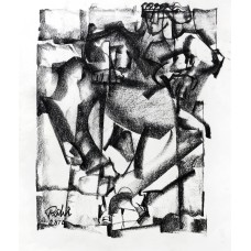 Mansoor Rahi, 14 x 16 Inch, Charcoal on Paper, Figurative Painting, AC-MSR-009