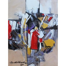 Mashkoor Raza, 12 x 16 Inch, Oil on Canvas, Abstract Painting, AC-MR-337