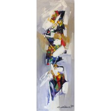 Mashkoor Raza, 12 x 36 Inch, Oil on Canvas, Abstract Painting, AC-MR-358