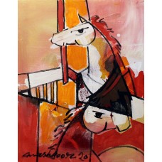 Mashkoor Raza, 16 x 12 Inch, Oil on Canvas, Horse Painting, AC-MR-436