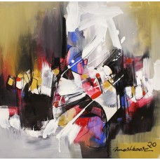 Mashkoor Raza, 24 x 24 Inch, Oil on Canvas, Abstract Painting, AC-MR-381