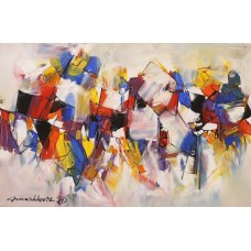 Mashkoor Raza, 24 x 36 Inch, Oil on Canvas, Abstract Painting, AC-MR-446