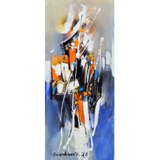 Mashkoor Raza, 30 x 12 Inch, Oil on Canvas, Abstract Painting, AC-MR-419