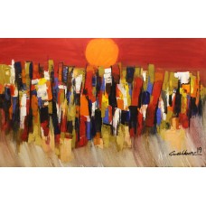 Mashkoor Raza, 30 x 48 Inch, Oil on Canvas, Abstract Painting, AC-MR-294