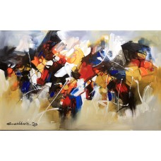 Mashkoor Raza, 30 x 48 Inch, Oil on Canvas, Abstract Painting, AC-MR-477