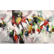 Mashkoor Raza, 30 x 48 Inch, Oil on Canvas, Abstract Painting, AC-MR-374