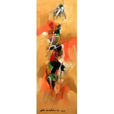 Mashkoor Raza, 36 x 12 Inch, Oil on Canvas, Abstract Painting, AC-MR-470