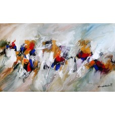 Mashkoor Raza, 36 x 60 Inch, Oil on Canvas, Abstract Painting, AC-MR-218