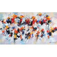 Mashkoor Raza, 48 x 84 Inch, Oil on Canvas, Abstract Painting, AC-MR-309