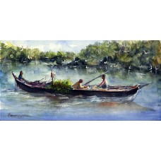 Momin Waseem, 07 x 14 Inch, Water Color on Paper, Seascape Painting, AC-MW-004