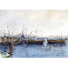 Momin Waseem, 10 x 14 Inch, Water Color on Paper, Seascape Painting, AC-MW-002