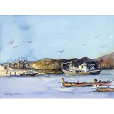Momin Waseem, 10 x 14 Inch, Water Color on Paper, Seascape Painting, AC-MW-006