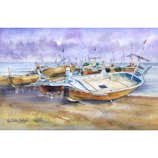 Momin Waseem, 14 x 21 Inch, Water Color on Paper, Seascape Painting, AC-MW-017