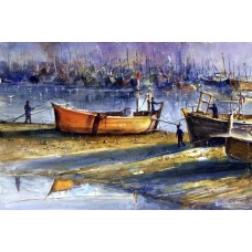 Momin Waseem, 14 x 21 Inch, Water Color on Paper, Seascape Painting, AC-MW-018