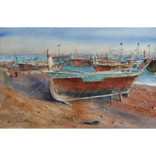 Momin Waseem, 15 x 22 Inch, Water Color on Paper, Seascape Painting, AC-MW-030