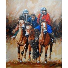 Momin Khan, 24 x 30 inch, Acrylic on Canvas, Horse Painting, AC-MK-002