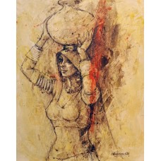 Moazzam Ali, 20 x 25 Inch, Watercolor on Paper, Figurative Painting, AC-MOZ-054