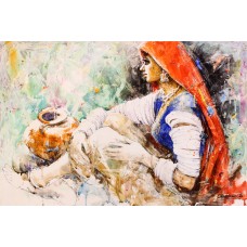 Moazzam Ali, 29 x 42 Inch, Watercolor on Paper, Figurative Painting, AC-MOZ-072