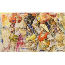 Moazzam Ali, 29 x 47 Inch, Water Color on Paper, Figurative Painting, AC-MOZ-043