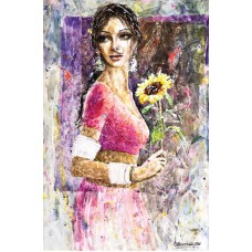 Moazzam Ali, Flower & Flower Series , 42 x 30 Inch, Watercolor on Paper, Figurative Painting, AC-MOZ-131