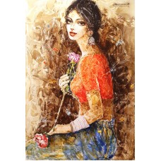 Moazzam Ali, Flower & Flower Series , 42 x 30 Inch, Watercolor on Paper, Figurative Painting, AC-MOZ-134