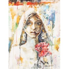 Moazzam Ali, Flower & Flower VII, 22 X 30 inches, Watercolour on Paper, Figurative Painting, AC-MOZ-015