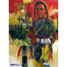 Muhammed Ali Bhatti, Kolhee Girl, 18 x 24 Inch, Mixed Media on Canvas, Figurative Painting, AC-AB-010