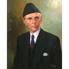 Muhammed Ali Bhatti, MA Jinnah, 26 x 34 Inch, Oil on Canvas, Figurative Painting, AC-AB-006