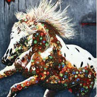 Naushad Alam,30 x 30 Inch,  Acrylic on Canvas, Horse Painting, AC-NAL-035