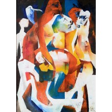 Riaz Rafi, 30 x 42 inch, Oil on canvas, Abstract  Painting, AC-RR-001