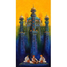 S. A. Noory, Tomb of Sachal Sarmast, 18 x 36 Inch, Acrylic on Canvas, Figurative Painting, AC-SAN-095