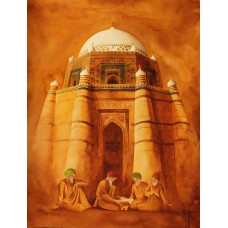 S. A. Noory, Tomb of Shah Rukn-e-Alam, 22 x 28 Inch, Water color on Paper, Figurative Painting, AC-SAN-085